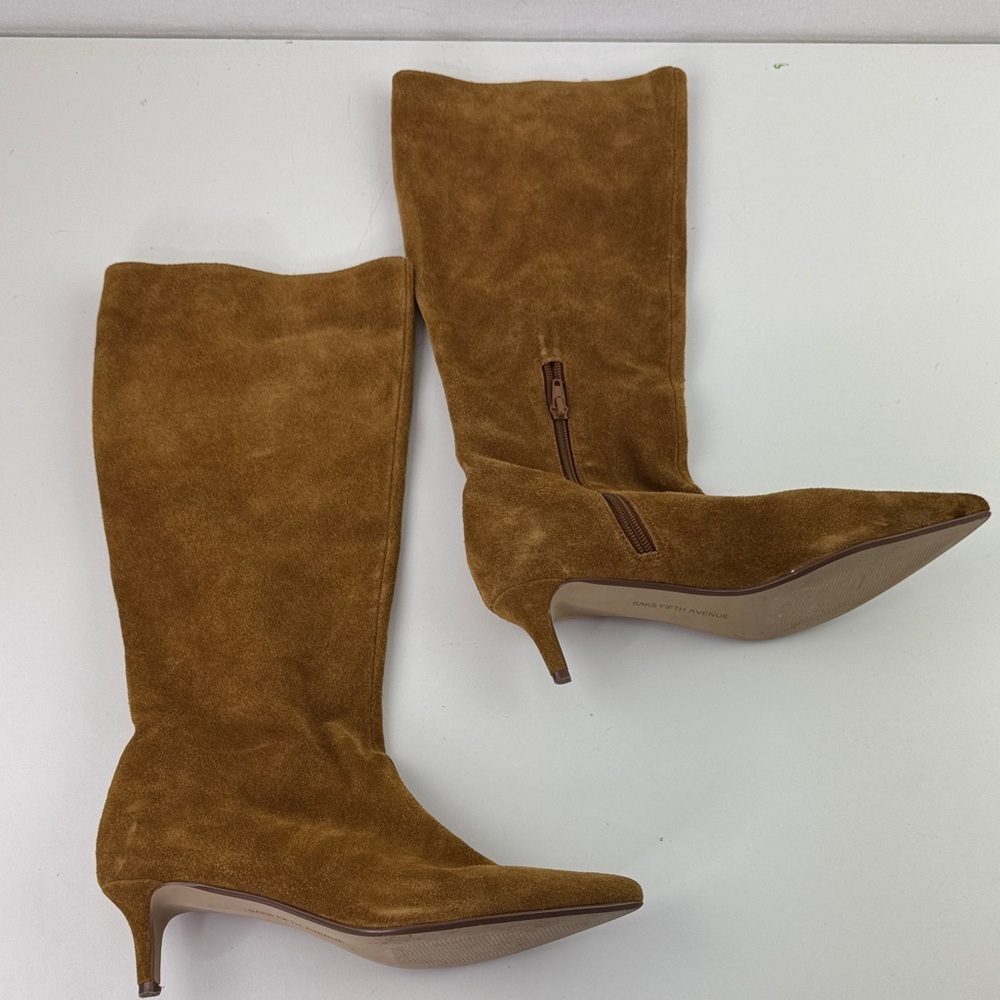 Saks Fifth Avenue Tan Suede Heeled Boots size 6 ½